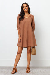 Robe en mousseline marron